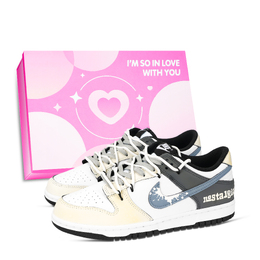 Nike Кроссовки для скейтборда Dunk Spray Paint Fly Powder Shoe Box, устойчивые к истиранию, унисекс, желтые, серые, синие hf5441-100（team971-喷漆飞贱粉鞋盒） | yellow gray blue