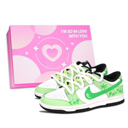 Nike Кроссовки для скейтбординга Dunk Black White, Ideal Home, износостойкие, низкие, унисекс, зеленые dd1391-100（team883-理想家园粉鞋盒） | green