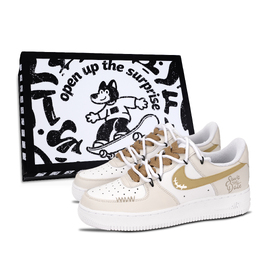 Nike Кроссовки Air Force 1 Air Force 1, минималистичный стиль, износостойкие, низкие, для скейтбординга, унисекс, коричневые dd8959-100（team883- 简约字母黑鞋盒） | brown