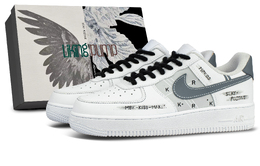 Nike Кроссовки Air Force 107 Coverage с низким верхом, увеличивающие рост, устойчивые к истиранию, для скейтбординга, унисекс, белые, синие cw2288-111（team845简墨-box） | white blue