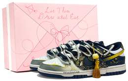Nike Кроссовки для скейтбординга Dunk Ink Heritage, Footprint Innovation, износостойкие, сбалансированные, низкие, унисекс, цвет черный, золотой dd1391-100（team-726丹墨传承1-sbox） | black gold