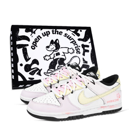 Nike Кроссовки для скейтбординга Dunk Full Of Memories, устойчивые к истиранию, низкие, унисекс, желтые, розовые, белые dd1391-100（team883-回忆满满鞋盒） | yellow pink white