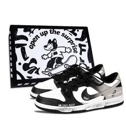 Nike Кроссовки для скейтбординга Dunk Black White, Shackles Heavy, износостойкие, низкие, унисекс, белые, черные dd1391-100（team883-枷锁重重黑鞋盒） | khaki