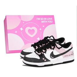 Nike Кроссовки для скейтбординга Dunk Black White, Love Forever, устойчивые к истиранию, розовые, унисекс dd1391-100（team883-爱意久久女鞋盒） | pink