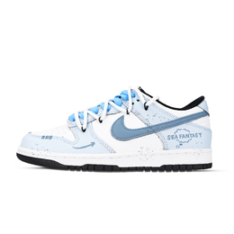 Nike Кроссовки для скейтбординга Dunk Ocean Fantasy, устойчивые к истиранию, низкие, унисекс, сине-белые dd1391-100（team883-海洋幻想） | blue white