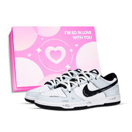 Nike Кроссовки для скейтбординга Dunk Black White, The Alarm Is Ringing, износостойкие, низкие, унисекс, светло-голубые dd1391-100（team883-闹钟响了粉鞋盒） | light blue