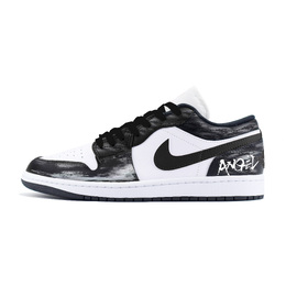 Jordan Баскетбольные кроссовки Air 1 LOW, износостойкие, винтажные, низкие, унисекс, черно-белые 553558-165（team448-黑鞋带） | black white