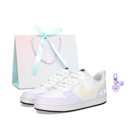 Nike Легкие и износостойкие низкие кроссовки для скейтбординга Court Borough Grape Lime, женские, Mountain Grape Purple dv5456-104（team1354-葡萄轻柠 sbox） | purple yellow white