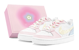 Nike Кроссовки для скейтбординга Court Borough Sweet Bean Planet, износостойкие, женские, розовые, желтые, синие bq5448-100（team88-甜豆星球s-box) | pink yellow blue