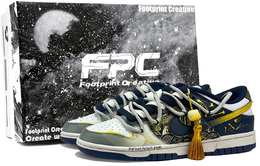 Nike Кроссовки для скейтбординга Dunk Ink Heritage 2 Footprint Creation, устойчивые к истиранию, низкие, унисекс, цвет черный, золотой dd1391-100（team-726丹墨传承2-sbox） | black