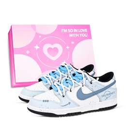 Nike Кроссовки для скейтбординга Dunk Ocean Fantasy, устойчивые к истиранию, низкие, унисекс, сине-белые dd1391-100（team883-海洋幻想鞋盒） | blue white