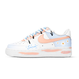 Nike Кроссовки Air Force 1 Summer Daisy, износостойкие, низкие, для скейтбординга, унисекс, синие, оранжевые, белые dd8959-100（team971-夏日雏菊） | blue orange white