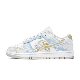 Nike Кроссовки для скейтбординга Dunk Fortune Love, Footprint Innovation, устойчивые к истиранию, низкие, унисекс, белые, синие, золотые dd1503-103(team726-锦爱) | white blue gold
