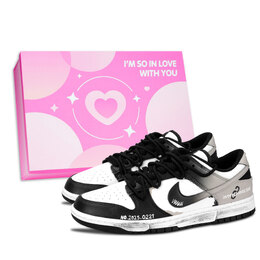Nike Кроссовки для скейтбординга Dunk Black White, Shackles Heavy, износостойкие, низкие, унисекс, кофейного цвета dd1391-100（team883-枷锁重重粉鞋盒） | khaki
