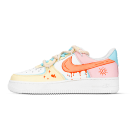 Nike Кроссовки для скейтбординга Air Force 1 Tuto Star Sun, устойчивые к истиранию, низкие, унисекс, белые, синие, розовые, оранжевые, желтые dd8959-100（team971-涂涂星阳） | white blue pink orange yellow