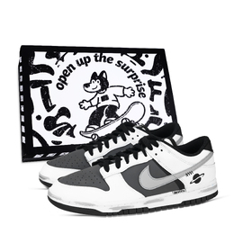 Nike Кроссовки для скейтбординга Dunk The Center Of The Universe, износостойкие, низкие, унисекс, черные, белые, серые hf5441-100（team971-宇宙中心黑鞋盒） | black white gray