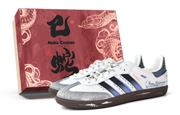 Adidas Низкие кроссовки немецкой армии Samba OG, унисекс, белые, синие ig1024(team963-水墨青花sbox） | white blue