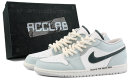 Jordan Баскетбольные кроссовки Air 1 Cushioning Low Top Vintage унисекс, белые, зеленые fq7687-300（team349-新绿澜幻蝮-礼盒） | white green