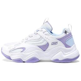 Skechers Женские кроссовки DLITES, износостойкие, легкие, нескользящие, низкие, массивные, белые, фиолетовые 117685-wmlt | white purple