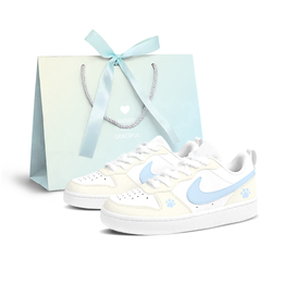 Nike Кроссовки для скейтбординга Court Borough женские, низкие, белые/желтые/синие bq5448-100（team795-海盐喵爪） | yellow blue