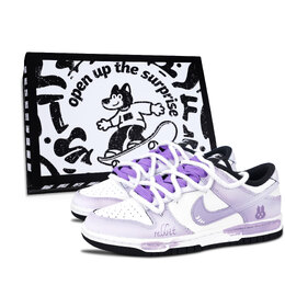 Nike Кроссовки для скейтбординга Dunk Black White, Purple Taro Bunny, Black Shoe Box, износостойкие, низкие, унисекс, фиолетовые dd1391-100（team883-紫芋小兔黑鞋盒） | purple