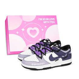Nike Кроссовки для скейтбординга Dunk Black White, Demon Graffiti, износостойкие, низкие, унисекс, фиолетово-белые hf5441-100（team971- 恶魔涂鸦粉鞋盒） | purple white