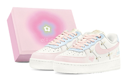 Nike Кроссовки для скейтбординга Air Force 1 Mini Gold, износостойкие, низкие, женские, сине-розовые fv3654-111(team88-恋爱日记s-box) | blue pink