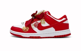 Nike Кроссовки для скейтбординга Dunk, устойчивые к истиранию, низкие, унисекс, красные, белые hf5441-104(team87-珠韵红禧男女同款红色) | red white