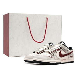 Nike Кроссовки для скейтбординга Dunk Love IT Coverage с амортизацией, износостойкие, низкие, унисекс, белые, коричневые hf5441-100(team1096-爱意乱码礼袋款) | white brown