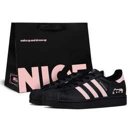 Adidas Женские низкие кроссовки для скейтбординга SUPERSTAR, устойчивые к истиранию, черные, розовые eg4959(team153-黑粉蜜桃茶lk黑) | black pink