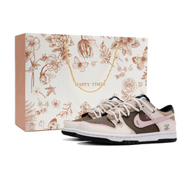 Nike Кроссовки для скейтбординга Dunk, унисекс, низкие, бежевые dd1503-101(team1096-焦糖絮语礼袋款) | light pink brown