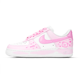 Nike Кроссовки Air Force 1 Star Love Bear Graffiti, износостойкие, низкие, для скейтбординга, унисекс, розовые, белые dd8959-100（team971-星爱熊涂） | pink white