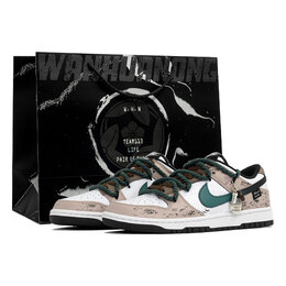 Nike Кроссовки для скейтбординга Dunk Vanity, Vanilla Mocha, с сумкой для покупок, износостойкие, белые, зеленые, унисекс dd1391-100(team113-香草摩卡s-box) | white green