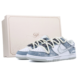 Nike Кроссовки для скейтбординга Dunk Luxury Box Style, Ice Blue Whisper, устойчивые к истиранию, унисекс, сине-серые hf5441-105(team1241-冰蓝絮语礼盒款) | peacock blue