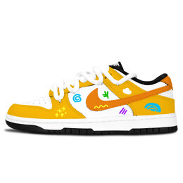Nike Кроссовки для скейтбординга Dunk Black White, ослепительного цвета, с симпатичной краской, устойчивые к истиранию, нескользящие, унисекс dd1391-100（team883-炫彩萌涂） | orange