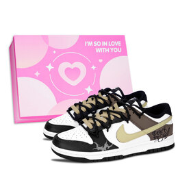 Nike Кроссовки для скейтбординга Dunk Black White, Don't Be Sad, износостойкие, низкие, унисекс, коричневые dd1391-100（team883-不要伤心粉鞋盒） | brown