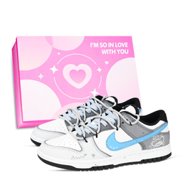 Nike Кроссовки для скейтбординга Dunk 100,000 Whys, износостойкие, низкие, унисекс, цвет: синий, серый, белый hf5441-100（team971-十万个为什么鞋盒） | blue gray white