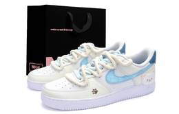 Nike Кроссовки Air Force 1 Lv8 с амортизаторами, устойчивые к истиранию, с низким верхом, для скейтбординга, унисекс, белые, синие hv1795-141(team1326-熊爪扑扑sbox) | blue white