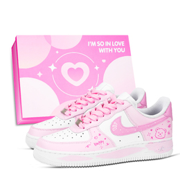 Nike Кроссовки Air Force 1 Star Love Bear Graffiti, износостойкие, низкие, для скейтбординга, унисекс, розовые, белые dd8959-100（team971-星爱熊涂鞋盒） | pink white