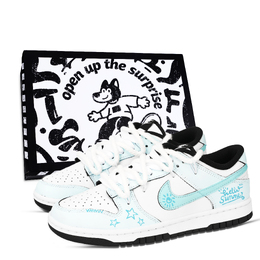 Nike Низкие износостойкие кроссовки для скейтбординга Dunk Starlight унисекс, синие, белые hf5441-100（team971-夏日星辰鞋盒） | blue white