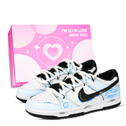 Nike Кроссовки Dunk Black White, Time Magic Pink Shoe Box, устойчивые к истиранию, низкие, для скейтбординга, унисекс, сине-белые hf5441-100（team971时间魔力粉鞋盒） | blue white