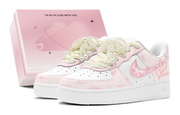 Nike Кроссовки для скейтбординга Air Force 1 женские, низкие, белые dh2920-111(teams2-爱心星语s-box) | pink white