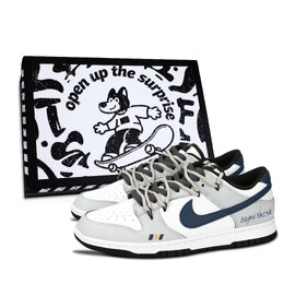 Nike Кроссовки для скейтбординга Dunk Black White со сверкающими звездами, износостойкие, низкие, унисекс, темно-синие dd1391-100（team883-闪耀星星黑盒） | dark blue