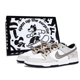 Nike Кроссовки для скейтбординга Dunk Starlight Radiant Black Shoe Box, устойчивые к истиранию, низкие, унисекс, коричневые dd1391-100（team883-星光灿烂黑鞋盒） | brown