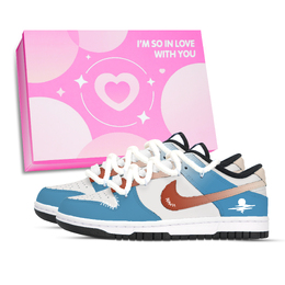 Nike Кроссовки для скейтбординга Dunk Hailing Mingyue Shoe Box, устойчивые к истиранию, низкие, унисекс, красные, синие, белые hf5441-100（team971-海深明月鞋盒） | red blue white