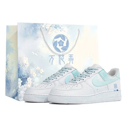 Nike Кроссовки для скейтбординга Air Force 1, унисекс, низкие, белые/зеленые/синие cw2288-111(team113-薄荷蓝调s-box) | white green blue
