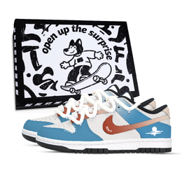 Nike Кроссовки для скейтбординга Dunk Deep Sea Bright Moon, устойчивые к истиранию и скольжению, низкие, унисекс, красные, синие, белые hf5441-100（team971-海深明月黑鞋盒） | red blue white