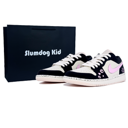 Jordan Баскетбольные кроссовки Air 1 Cushioning Low Top Vintage унисекс, черные, розовые dc0774-003(team567-甜甜猫步s-box) | black pink (black shopping bag)