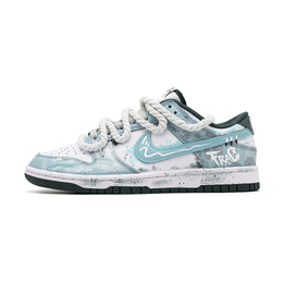 Nike Кроссовки для скейтбординга Dunk Wave с амортизацией, износостойкие, дышащие, низкие, унисекс, сине-зеленые dd1391-101(team861-海浪) | blue green