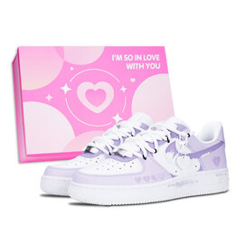 Nike Кроссовки Air Force 1 Air Force 1, Heart Pixel, износостойкие, низкие, для скейтбординга, унисекс, фиолетовые dd8959-100（team883- 爱心像素粉鞋盒） | purple